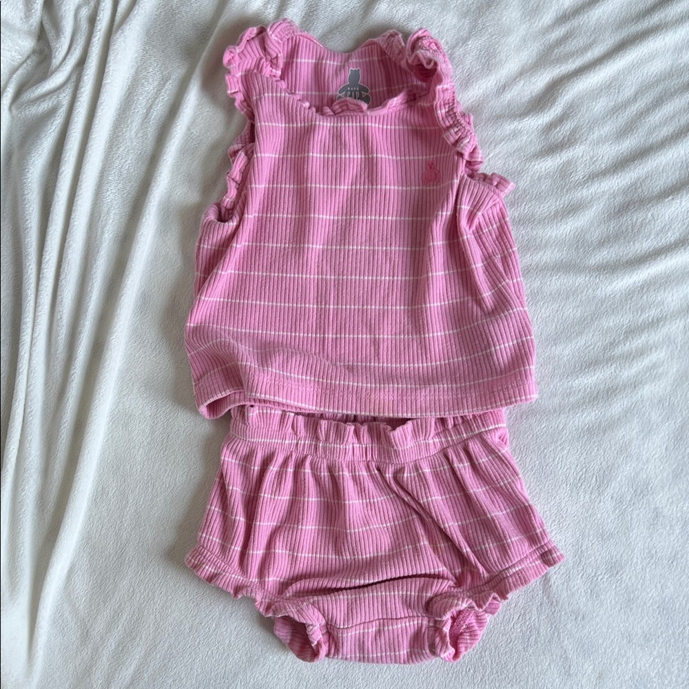 GAP Baby Pink Ruffle Tank and Shorts Set